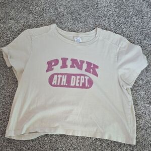 PINK Victoria's Secret Cream Tee with Pink Graphic
